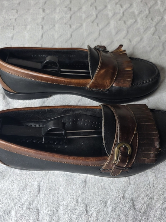 Cole Haan Black and Brown Kiltie Loafers with Buckle main image 5